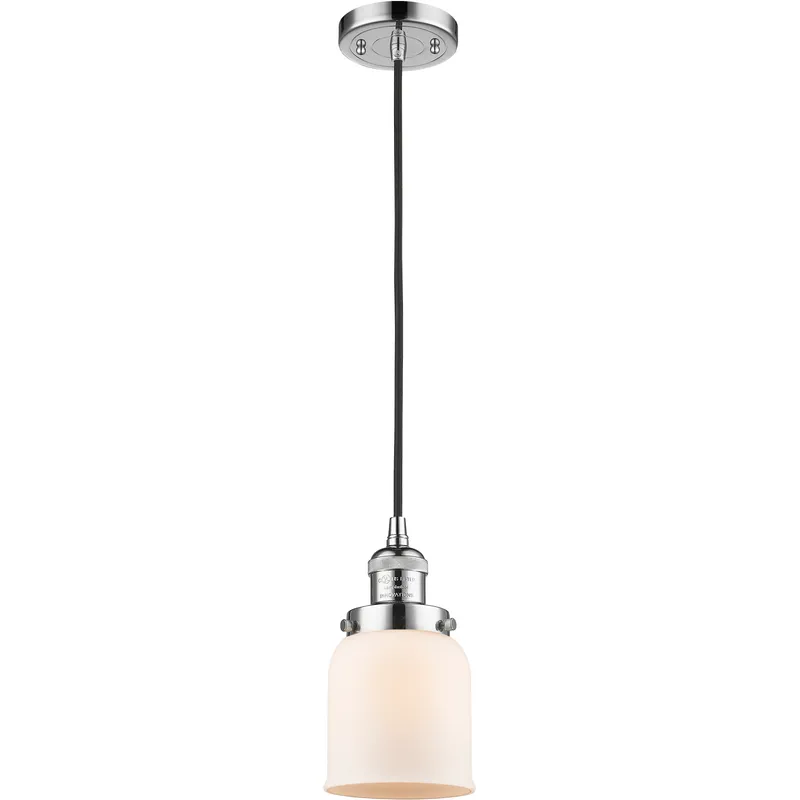 Franklin Restoration Bell LED 5 inch Polished Chrome Mini Pendant Ceiling Light in Matte White, Franklin Restoration