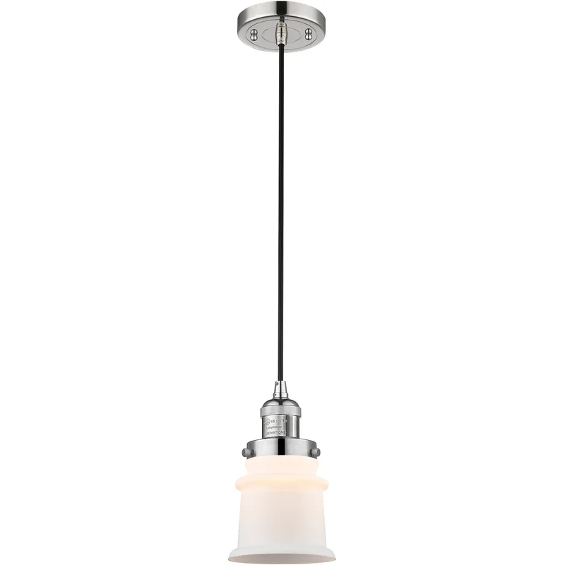 Franklin Restoration Canton LED 6 inch Polished Nickel Mini Pendant Ceiling Light in Matte White, Franklin Restoration