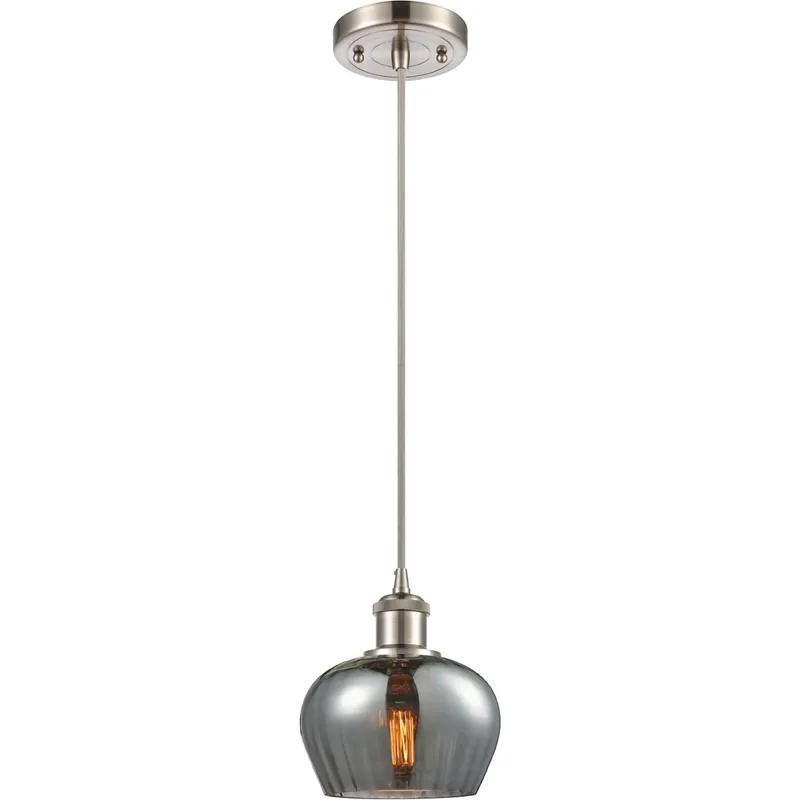 Ballston Fenton 1 Light 7 inch Brushed Satin Nickel Mini Pendant Ceiling Light in Plated Smoke Glass, Ballston