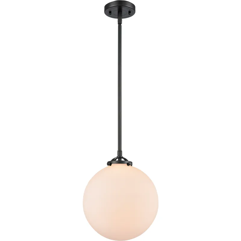 Nouveau Beacon 1 Light 10 inch Oil Rubbed Bronze Mini Pendant Ceiling Light in Incandescent, Matte White, Nouveau