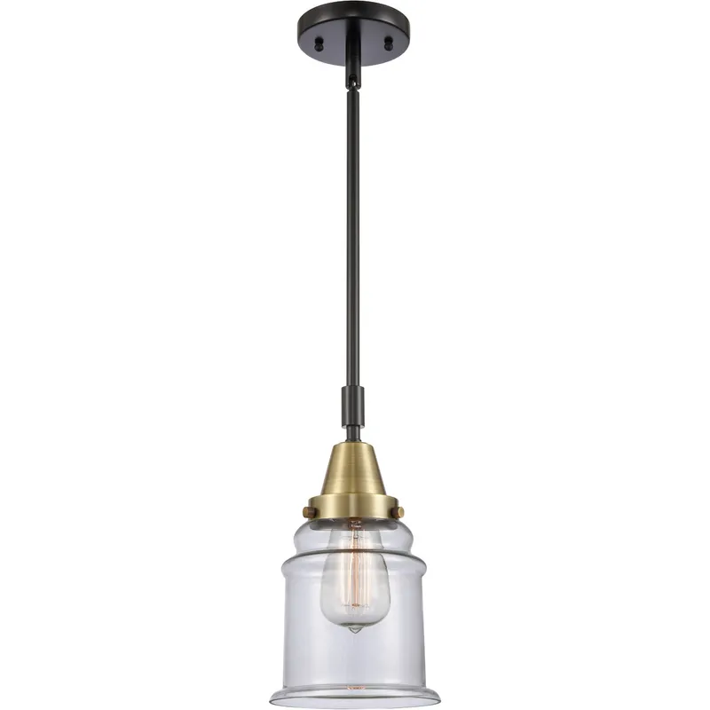 Franklin Restoration Canton LED 6.5 inch Black Antique Brass Mini Pendant Ceiling Light in Clear Glass