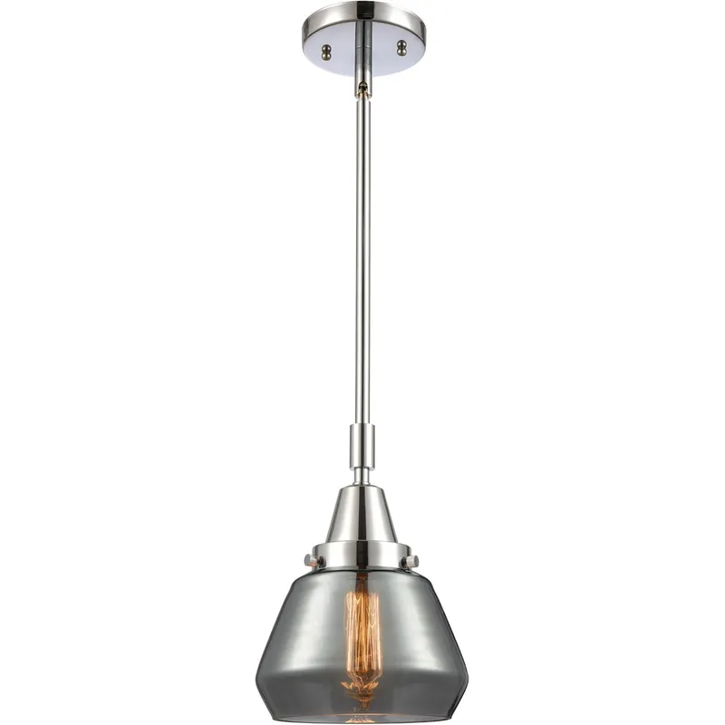 Franklin Restoration Fulton LED 7 inch Polished Chrome Mini Pendant Ceiling Light in Plated Smoke Glass