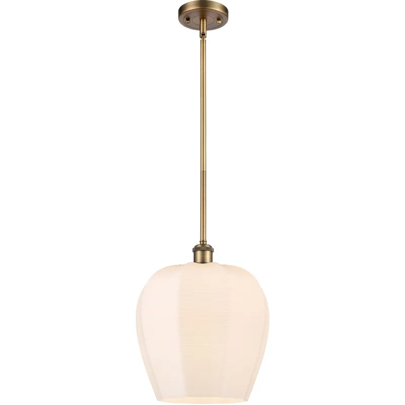 Ballston Norfolk 1 Light 12 inch Brushed Brass Mini Pendant Ceiling Light in Matte White Glass