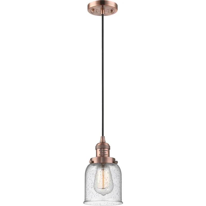 Franklin Restoration Bell 1 Light 5 inch Antique Copper Mini Pendant Ceiling Light in Incandescent, Seedy, Franklin Restoration