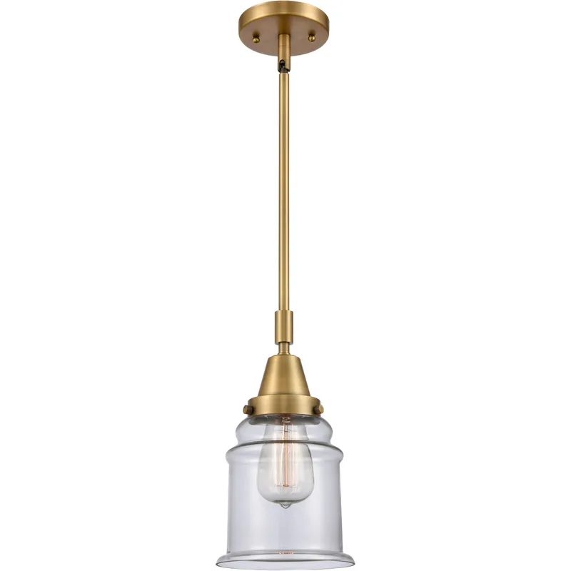 Franklin Restoration Canton LED 6.5 inch Brushed Brass Mini Pendant Ceiling Light in Clear Glass