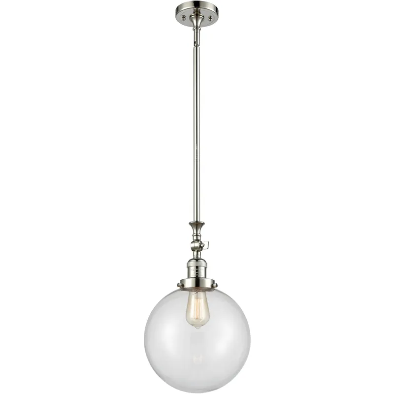 Franklin Restoration Beacon 1 Light 10 inch Polished Nickel Mini Pendant Ceiling Light in Incandescent, Clear, Franklin Restoration