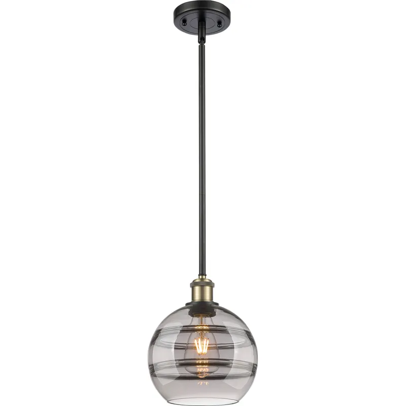 Ballston Rochester 1 Light 8 inch Black Antique Brass Stem Hung Mini Pendant Ceiling Light