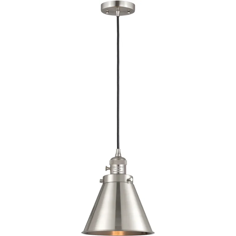 Franklin Restoration Appalachian 1 Light 8 inch Brushed Satin Nickel Mini Pendant Ceiling Light in Incandescent