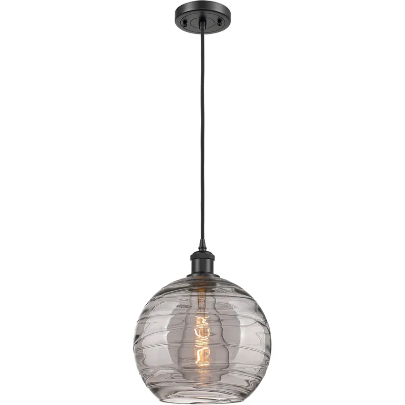 Ballston Athens Deco Swirl 1 Light 10 inch Matte Black Cord Hung Mini Pendant Ceiling Light