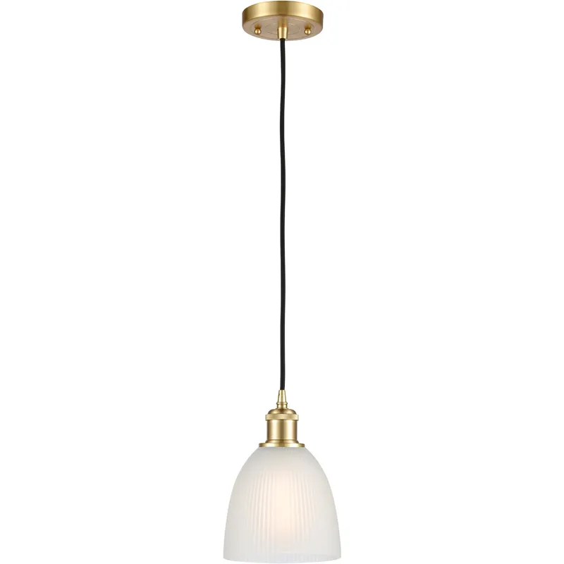 Ballston Castile 1 Light 6 inch Satin Gold Mini Pendant Ceiling Light in White Glass, Ballston