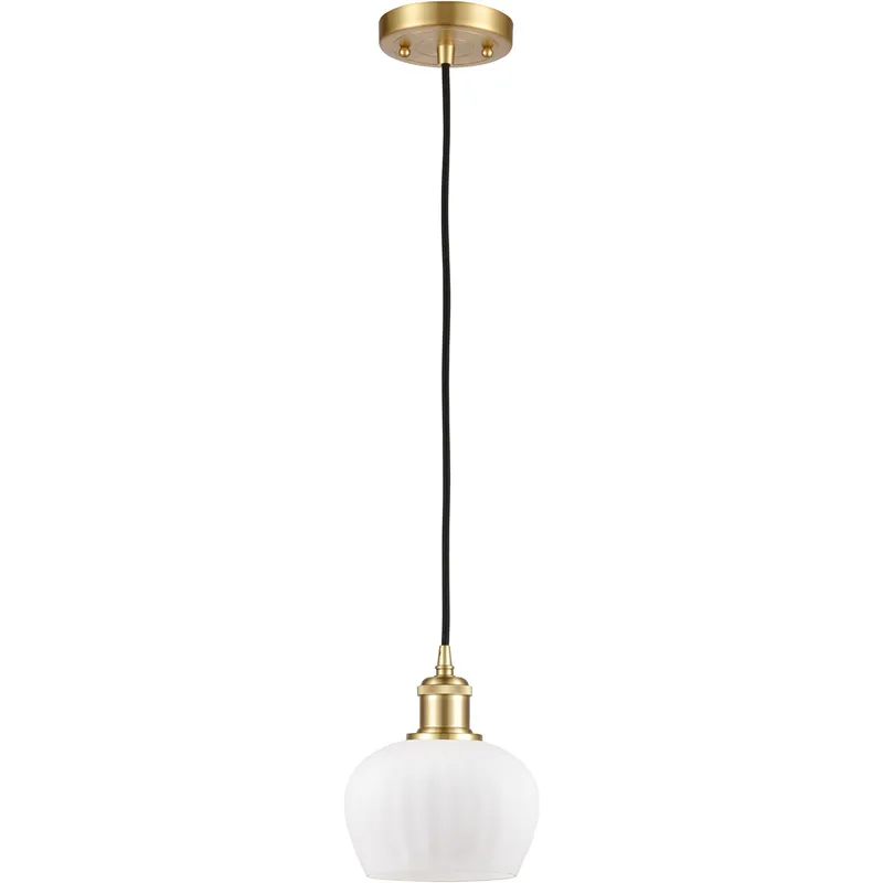 Ballston Fenton 1 Light 7 inch Satin Gold Mini Pendant Ceiling Light in Matte White Glass, Ballston