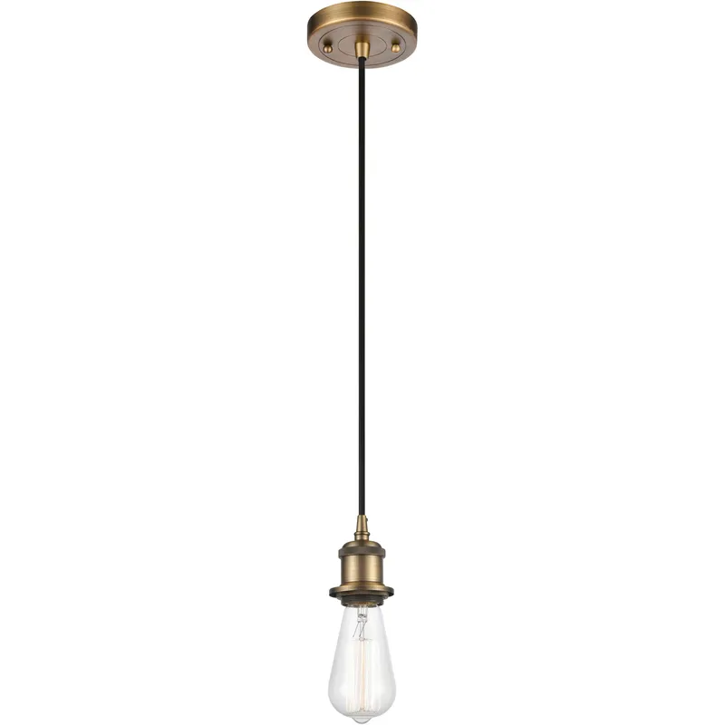 Ballston Bare Bulb 1 Light 4.5 inch Brushed Brass Mini Pendant Ceiling Light in Black Textured, Ballston