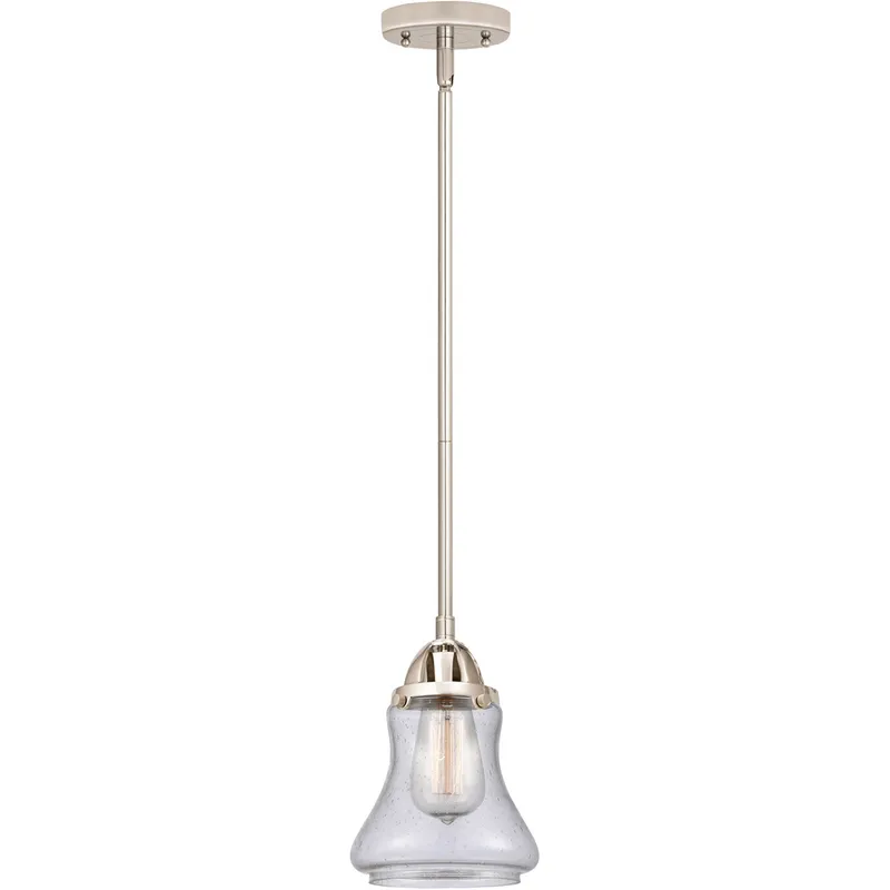 Nouveau 2 Bellmont 1 Light 6 inch Polished Nickel Mini Pendant Ceiling Light in Seedy Glass