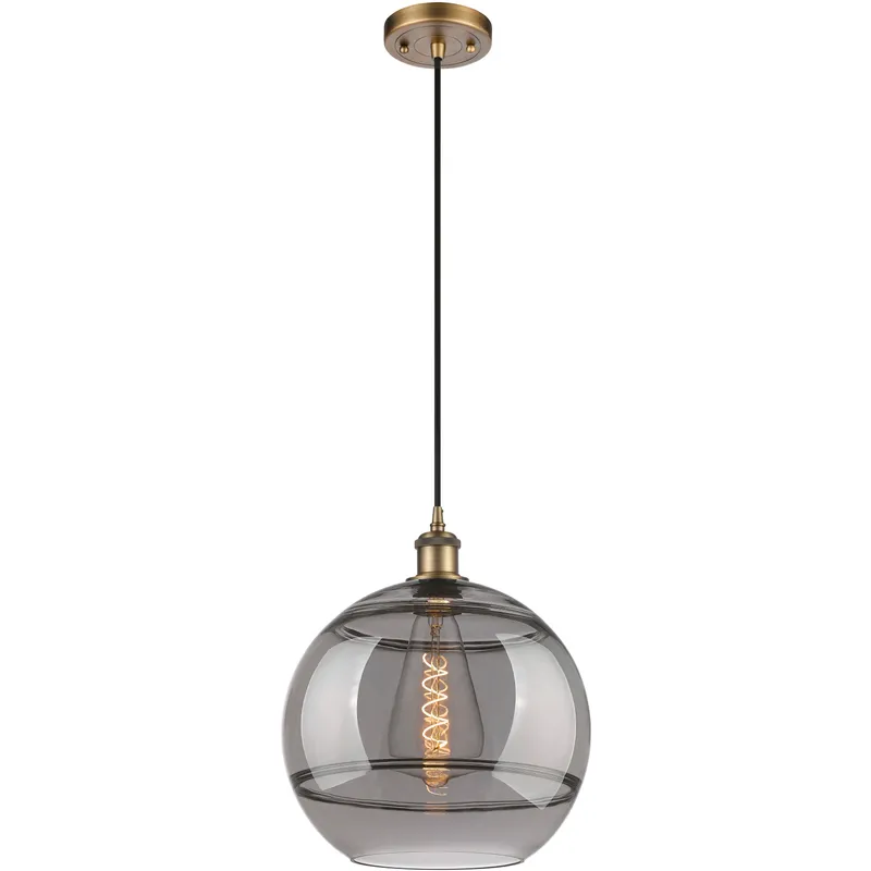 Ballston Rochester 1 Light 12 inch Brushed Brass Cord Hung Mini Pendant Ceiling Light