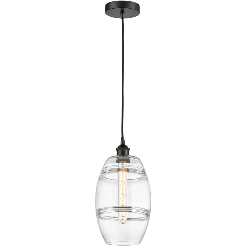Edison Vaz 1 Light 8 inch Matte Black Cord Hung Mini Pendant Ceiling Light