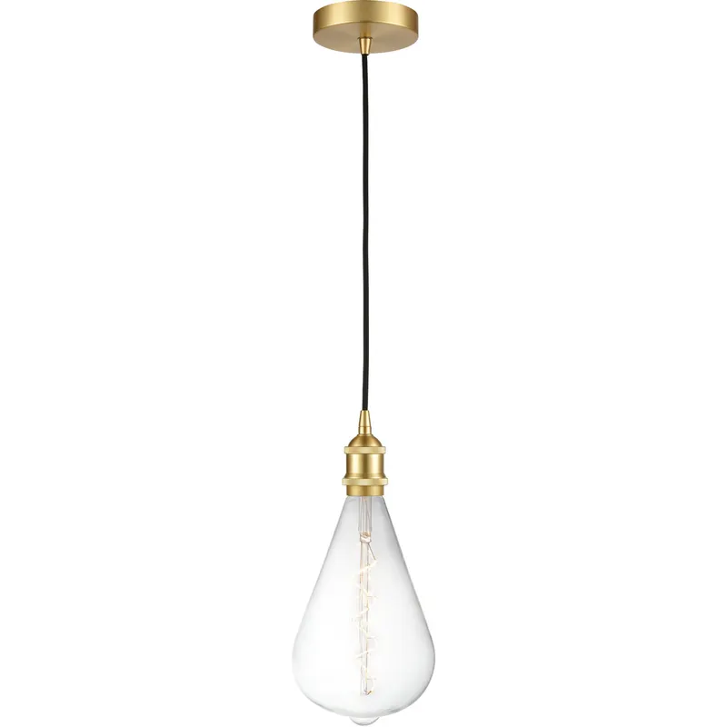 Ballston Edison LED 6.5 inch Satin Gold Mini Pendant Ceiling Light, Ballston