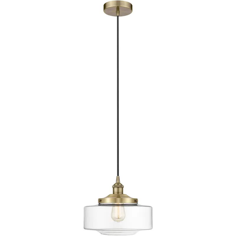 Bridgeton 1 Light 12 inch Antique Brass Mini Pendant Ceiling Light in Clear Glass