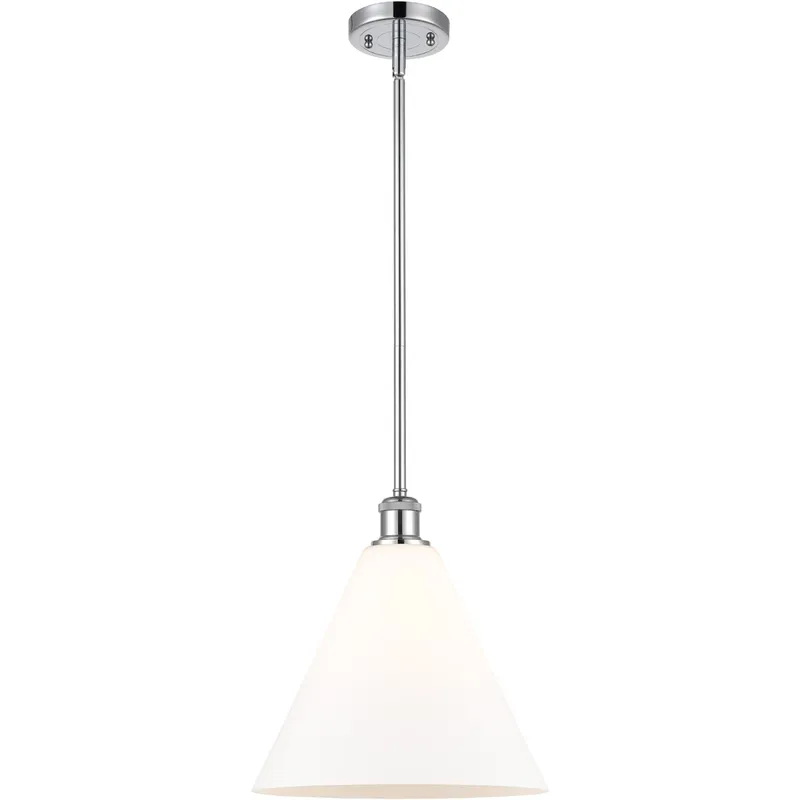 Ballston Cone 1 Light 12 inch Polished Chrome Mini Pendant Ceiling Light in Matte White Glass