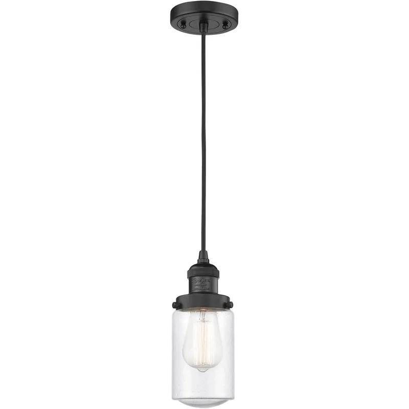Franklin Restoration Dover LED 5 inch Matte Black Mini Pendant Ceiling Light in Seedy Glass, Franklin Restoration