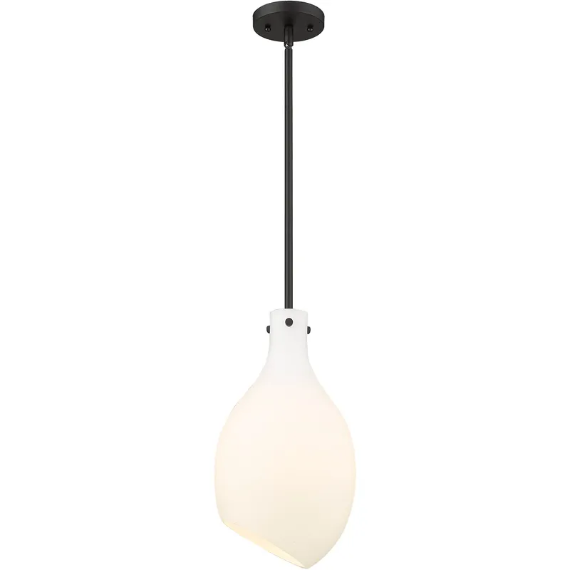 Salem 1 Light 9 inch Matte Black Mini Pendant Ceiling Light in Matte White Glass