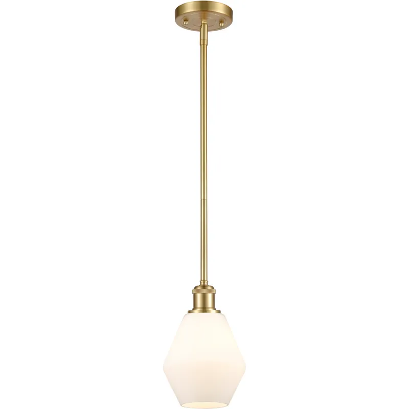 Ballston Cindyrella LED 6 inch Satin Gold Mini Pendant Ceiling Light in Matte White Glass