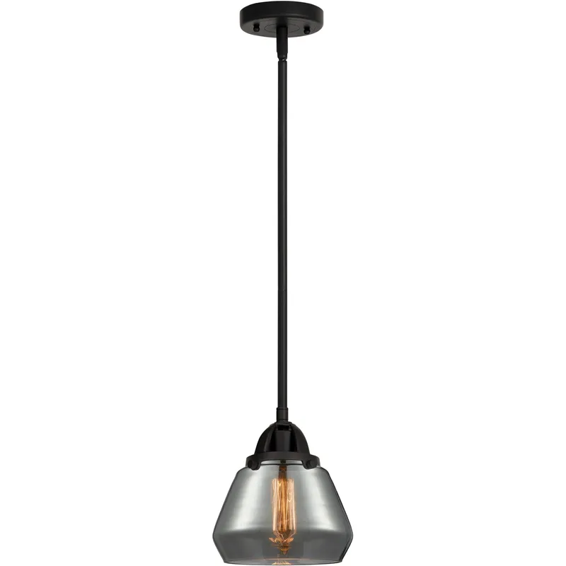 Nouveau 2 Fulton 1 Light 6.75 inch Matte Black Mini Pendant Ceiling Light in Bulb Not Included, Light Smoke Glass