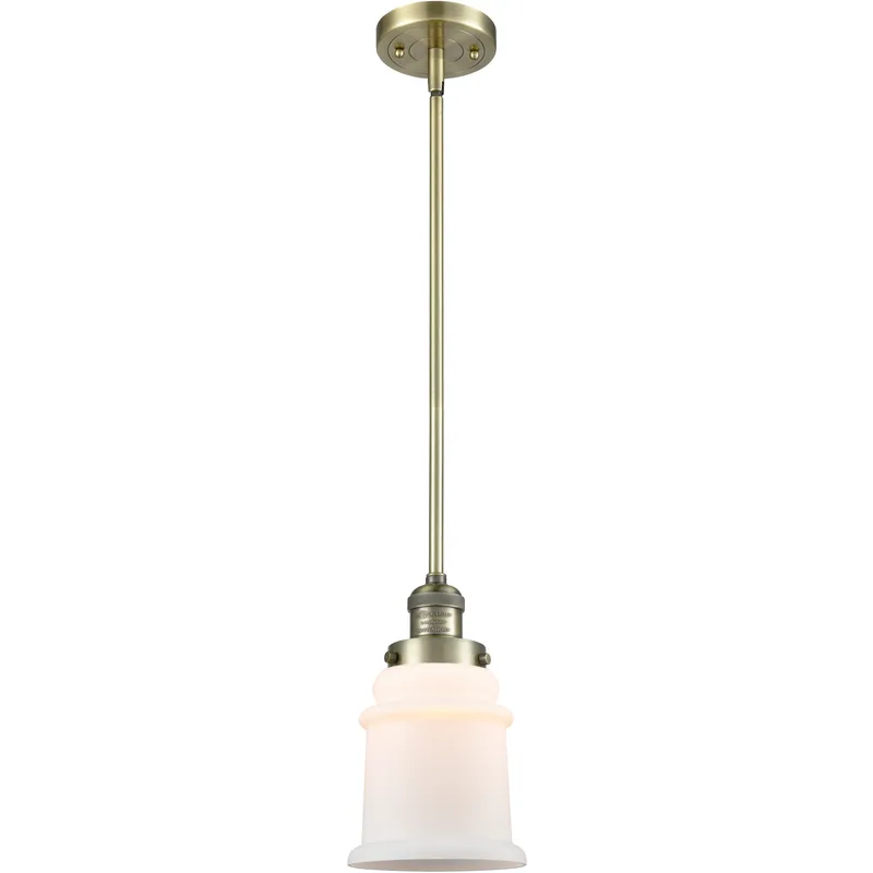 Franklin Restoration Canton 1 Light 6.5 inch Antique Brass Mini Pendant Ceiling Light in Incandescent, Matte White, Franklin Restoration