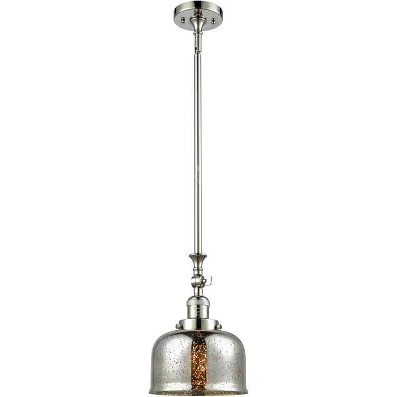 Franklin Restoration Bell LED 8 inch Polished Nickel Mini Pendant Ceiling Light in Silver Plated Mercury, Franklin Restoration
