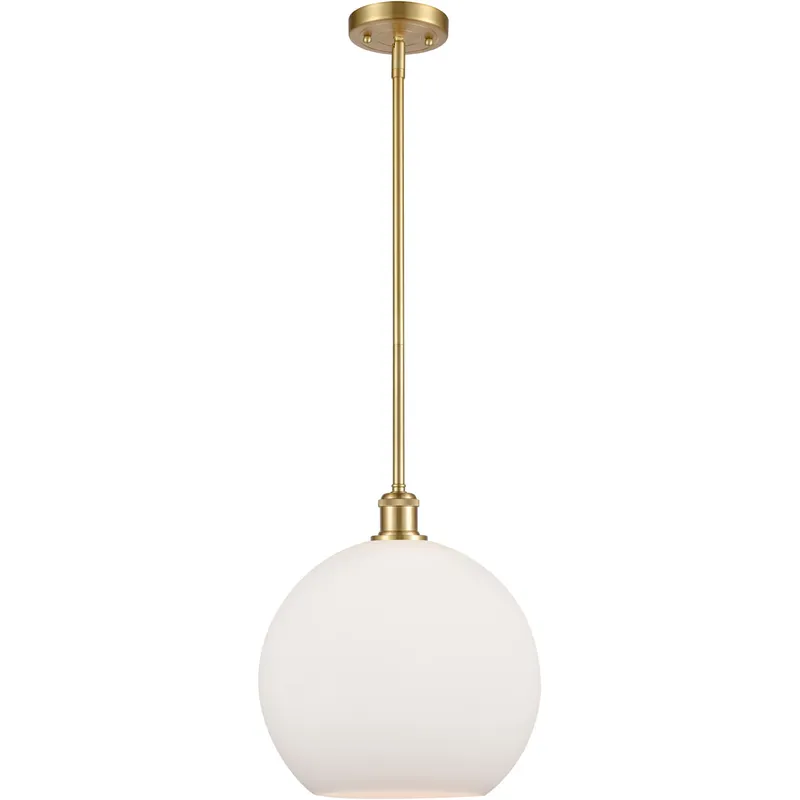 Ballston Athens 1 Light 12 inch Satin Gold Mini Pendant Ceiling Light in Matte White Glass