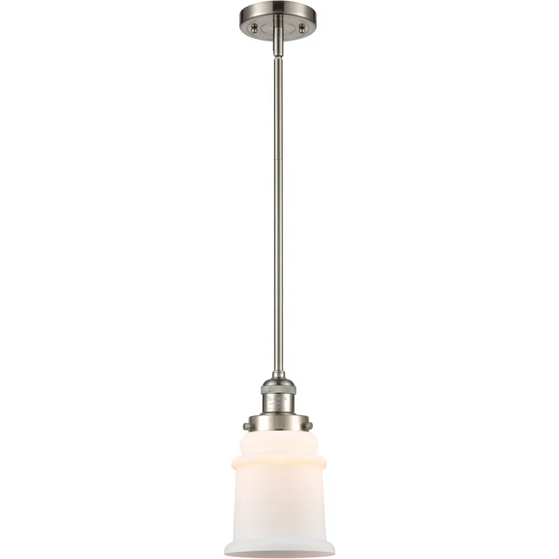 Franklin Restoration Canton 1 Light 6.5 inch Brushed Satin Nickel Mini Pendant Ceiling Light in Incandescent, Matte White, Franklin Restoration