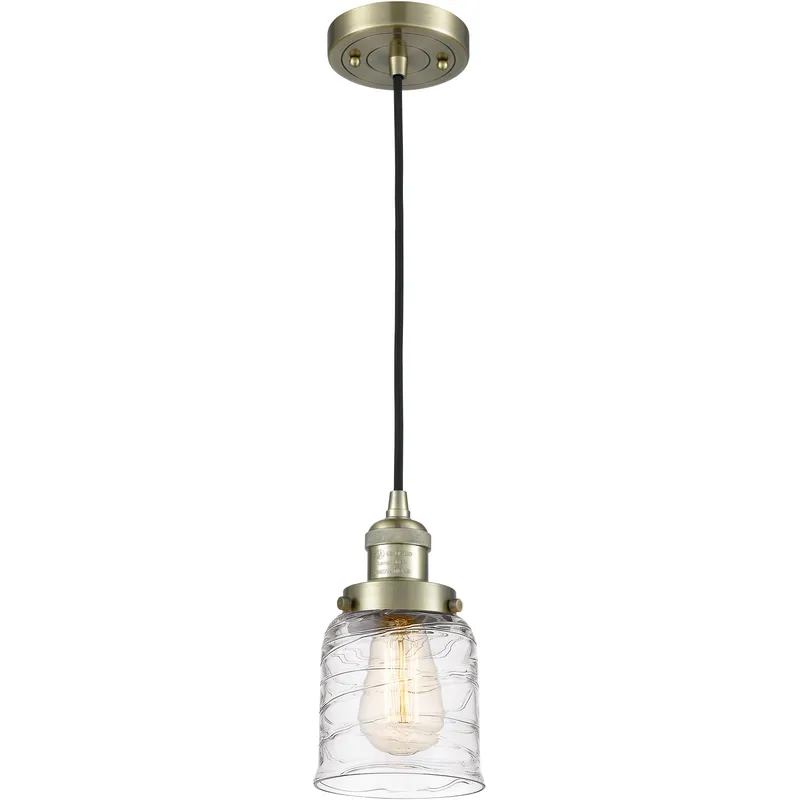 Franklin Restoration Bell LED 5 inch Antique Brass Mini Pendant Ceiling Light in Deco Swirl
