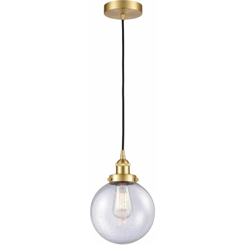 Edison Beacon LED 8 inch Satin Gold Mini Pendant Ceiling Light