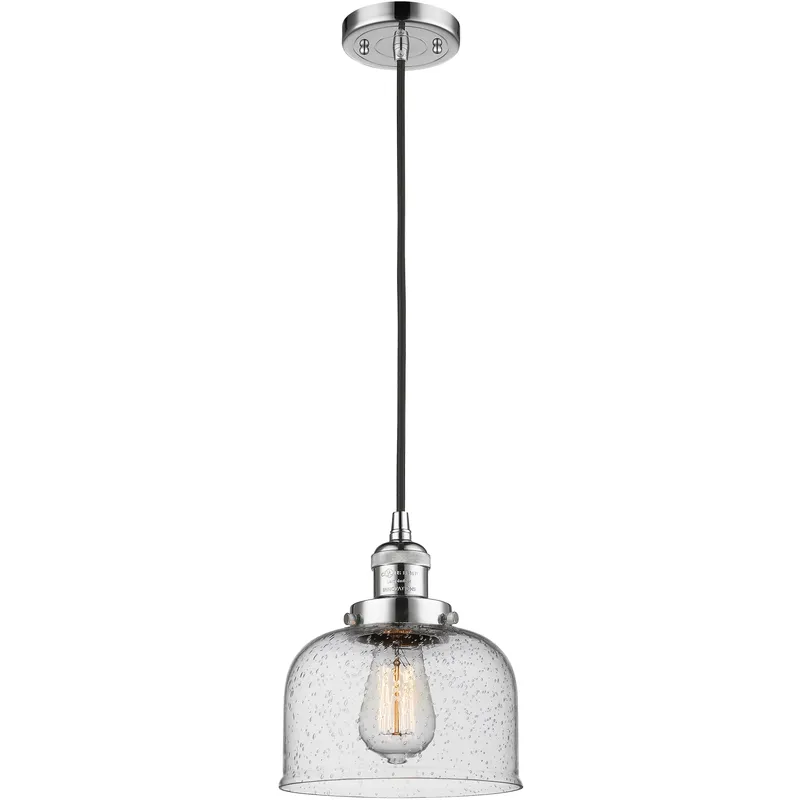 Franklin Restoration Bell 1 Light 8 inch Polished Chrome Mini Pendant Ceiling Light in Incandescent, Seedy, Franklin Restoration