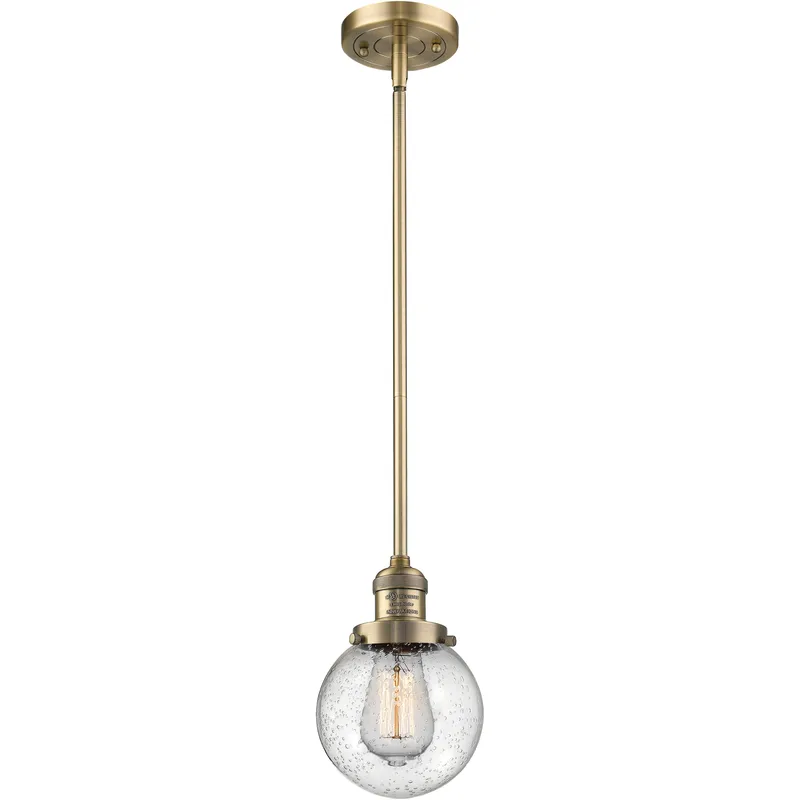 Franklin Restoration Beacon LED 6 inch Brushed Brass Mini Pendant Ceiling Light in Seedy, Franklin Restoration