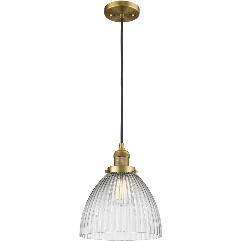 Franklin Restoration Seneca Falls 1 Light 9.5 inch Brushed Brass Mini Pendant Ceiling Light in Incandescent, Franklin Restoration
