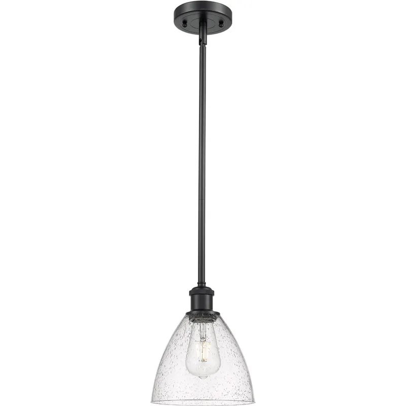 Ballston Dome LED 7.5 inch Matte Black Mini Pendant Ceiling Light in Seedy Glass