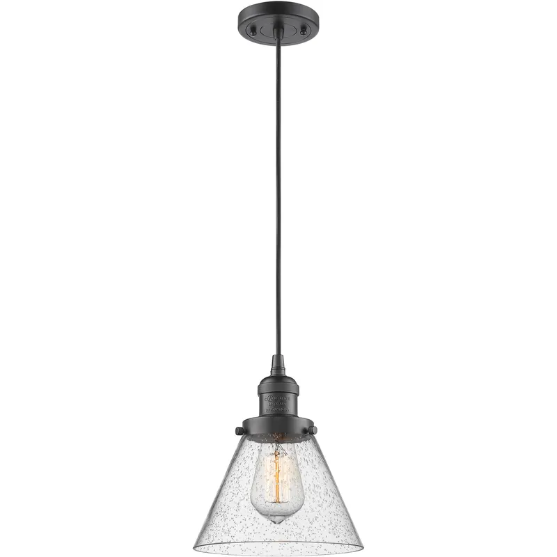Franklin Restoration Cone LED 8 inch Oil Rubbed Bronze Mini Pendant Ceiling Light in Seedy, Franklin Restoration