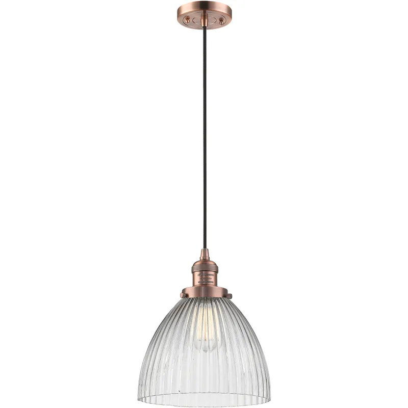 Franklin Restoration Seneca Falls 1 Light 9.5 inch Antique Copper Mini Pendant Ceiling Light in Incandescent, Franklin Restoration