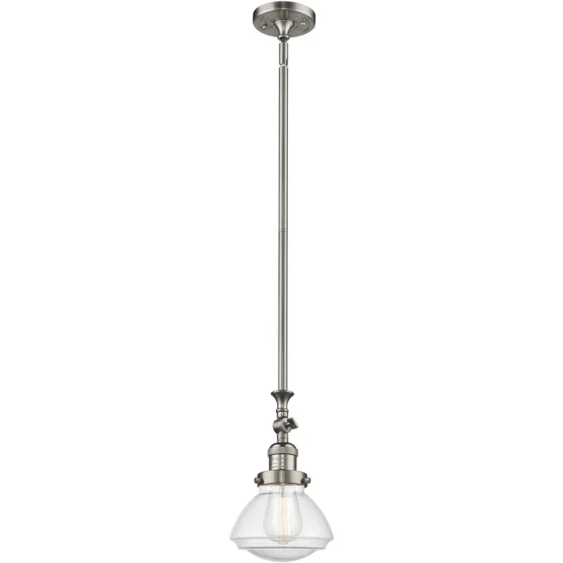 Franklin Restoration Olean 1 Light 6.75 inch Brushed Satin Nickel Mini Pendant Ceiling Light in Incandescent, Seedy, Franklin Restoration