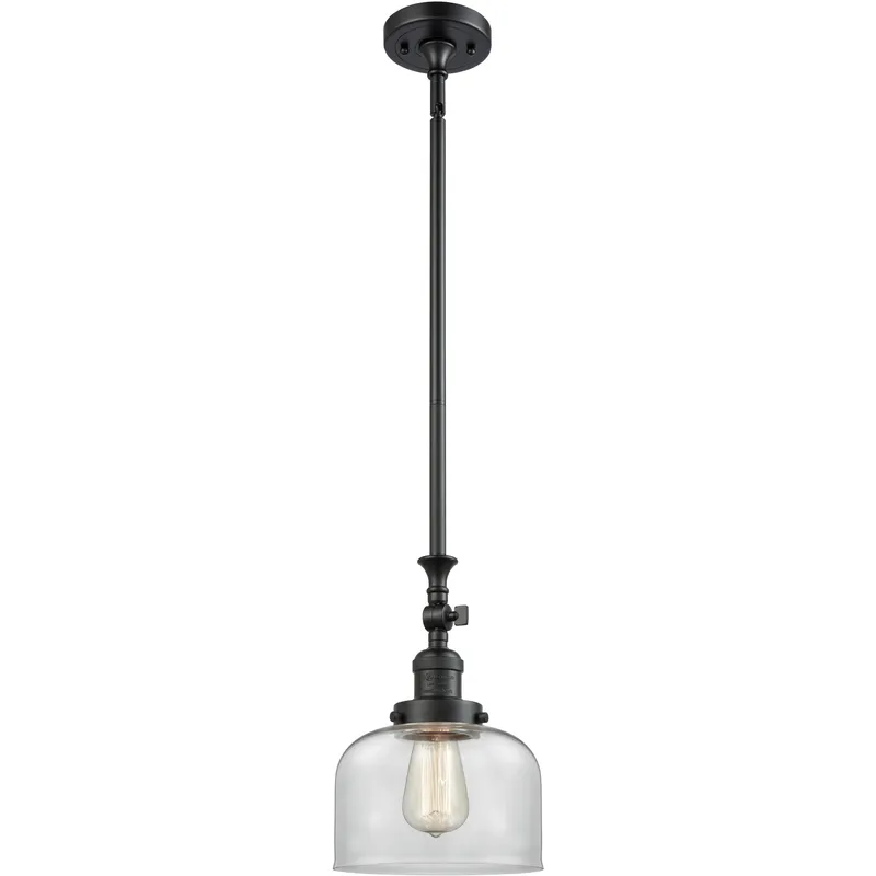 Franklin Restoration Bell LED 8 inch Matte Black Mini Pendant Ceiling Light in Clear, Franklin Restoration