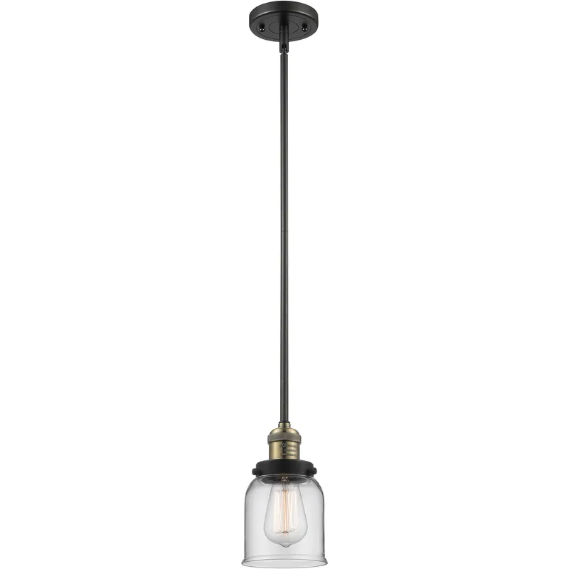 Franklin Restoration Bell 1 Light 5 inch Black Antique Brass Mini Pendant Ceiling Light in Incandescent, Clear, Franklin Restoration