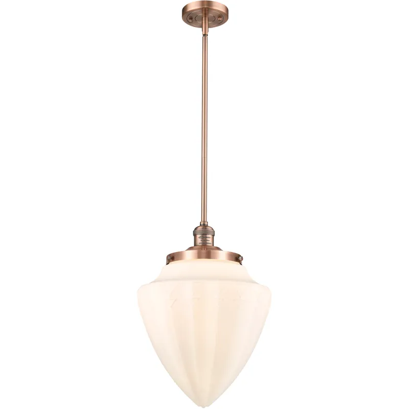 Franklin Restoration Bullet LED 12 inch Antique Copper Mini Pendant Ceiling Light in Matte White