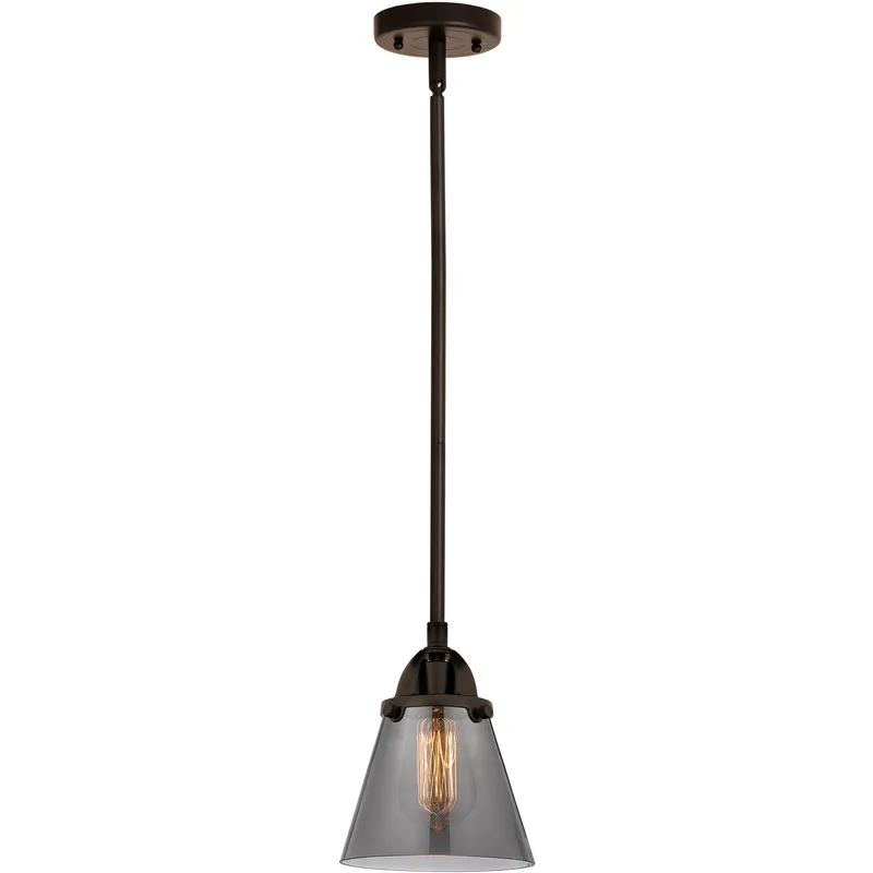Nouveau 2 Cone 1 Light 6.25 inch Oil Rubbed Bronze Mini Pendant Ceiling Light in Bulb Not Included, Light Smoke Glass