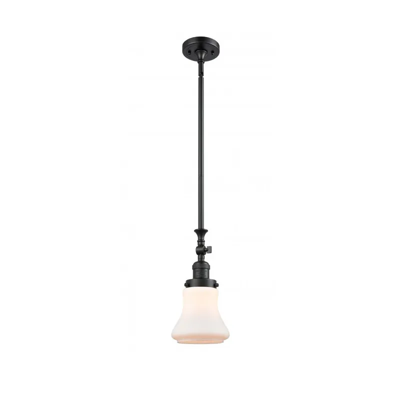 Franklin Restoration Bellmont 1 Light 7 inch Matte Black Mini Pendant Ceiling Light in Matte White Glass, Franklin Restoration