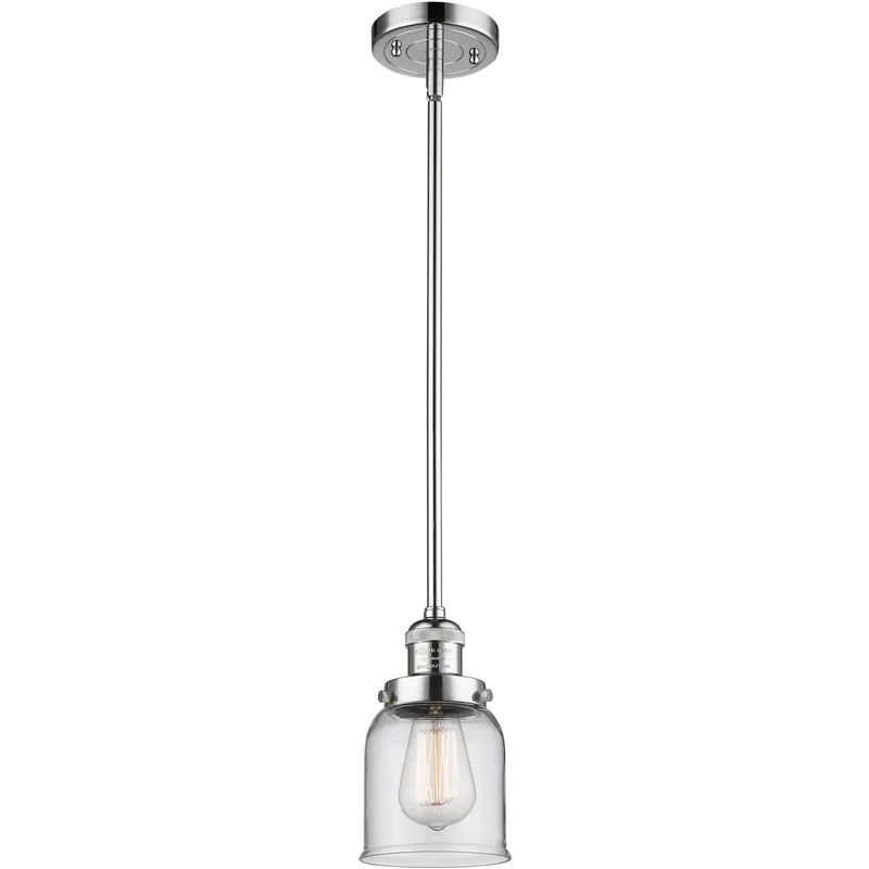 Franklin Restoration Bell LED 5 inch Polished Chrome Mini Pendant Ceiling Light in Clear, Franklin Restoration