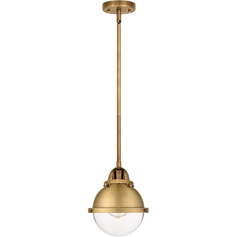 Nouveau 2 Hampden 1 Light 7.25 inch Brushed Brass Mini Pendant Ceiling Light in Clear Glass