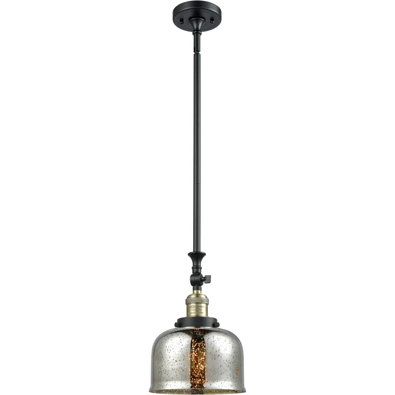 Franklin Restoration Bell LED 8 inch Black Antique Brass Mini Pendant Ceiling Light in Silver Plated Mercury, Franklin Restoration