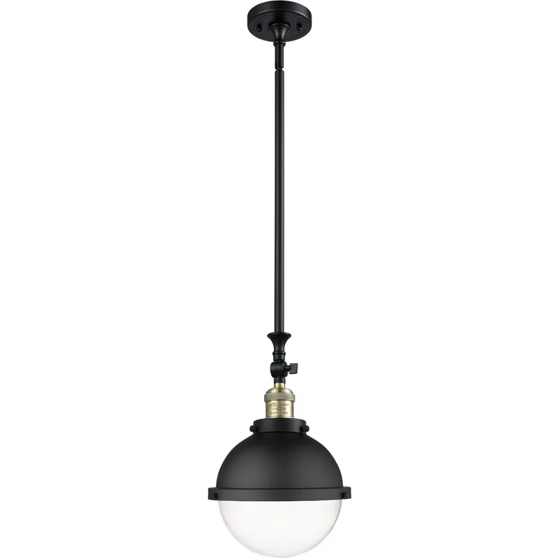 Franklin Restoration Hampden 1 Light 9 inch Black Antique Brass Mini Pendant Ceiling Light in Seedy Glass