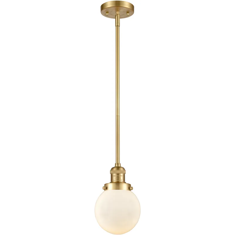 Franklin Restoration Beacon 1 Light 6 inch Satin Gold Mini Pendant Ceiling Light in Incandescent, Matte White, Franklin Restoration