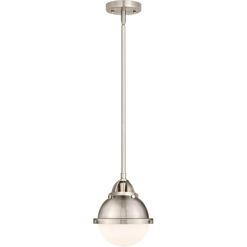 Nouveau 2 Hampden LED 7.25 inch Brushed Satin Nickel Mini Pendant Ceiling Light in Matte White Glass